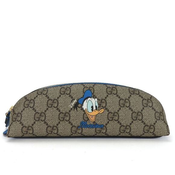Gucci Handbags - Gucci Pen Case 662129 GG Supreme PVC Beige Blue Gold Hardware Donald Duck